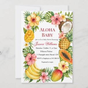 Convites Aloha Bebê Chuveiro de Bebê Hibisco Havaiano