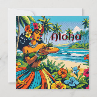 Convites Aloha | Dançarino Hawaii Hula na praia