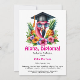 Convites Aloha Diploma Tropical Graduation Pool Party 