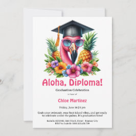 Convites Aloha Diploma Tropical Graduation Pool Party 