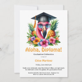Convites Aloha Diploma Tropical Graduation Pool Party 