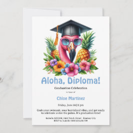 Convites Aloha Diploma Tropical Graduation Pool Party 