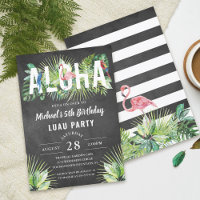 Aloha Flamingo Pássaros Tropicais Negro Luau Anive
