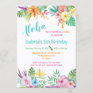 Convites Aloha Havaiana Luau Aniversário