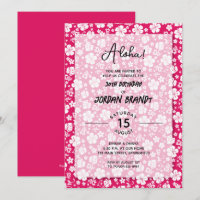 Aloha Hawaiian Floral Hot Pink Festa de aniversári
