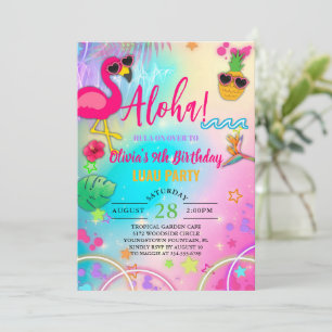 Convites Aloha hawaiian hula no aniversário de uma garota t