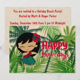 Convites Aloha Honeys Natal Festa Hula Garota Palmeiras
