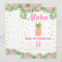 Aloha Luau Aniversário do Abacaxi Tropical de Rosa