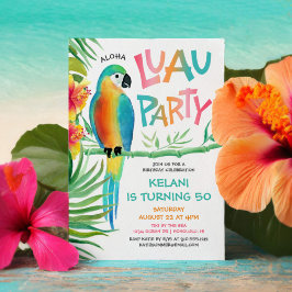 Convites Aloha Luau Aniversário Tropical de Papagaio