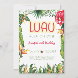 Convites Aloha Luau Birthday Tropical Floral Party