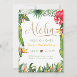 Convites Aloha Luau Birthday Tropical Floral Party