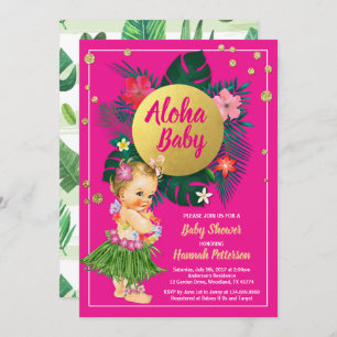 Convites Aloha luau chá convidada rosa-quente