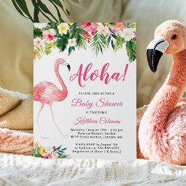 Convites Aloha Luau Chá de fraldas Tropical Flamingo