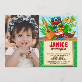 Convites Aloha Luau Havaí - Foto de Aniversário Tropical de