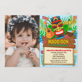 Convites Aloha Luau Havaí - Foto de Aniversário Tropical de