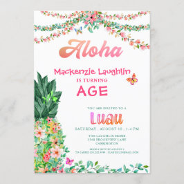 Convites ALOHA Luau Qualquer Abacaxi tropical de aniversári