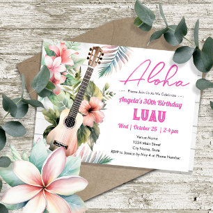 Convites Aloha Luau Ukulele Adulto Aloha