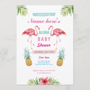 Convites Aloha o abacaxi Laua do flamingo do chá de fralda