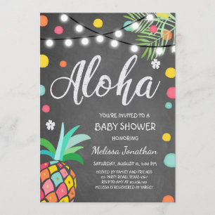 Convites Aloha o chá de fraldas tropical convida Havaí Lu