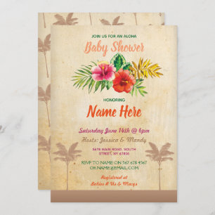 Convites Aloha o vintage tropical de Luau do chá de fraldas
