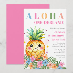 Convites Aloha Onederland Abacaxi Tropical 1º Aniversário