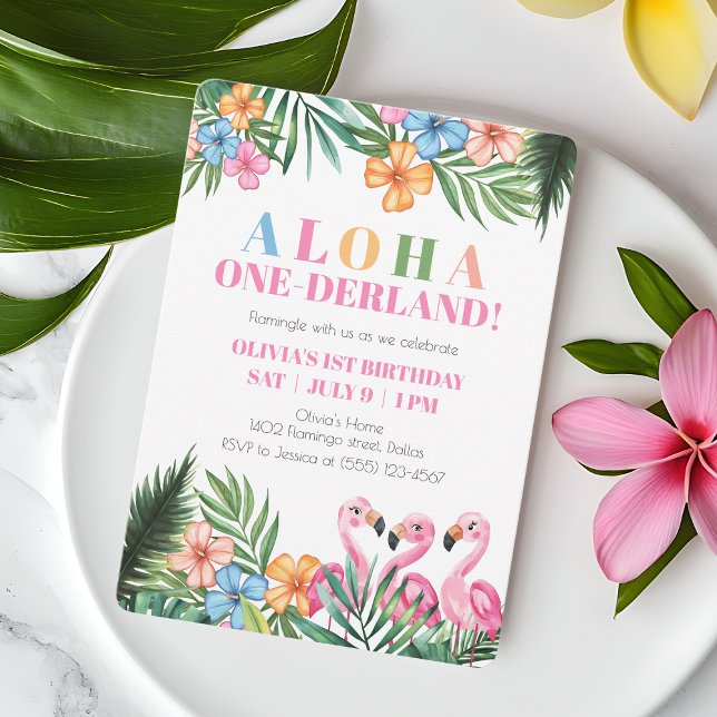 Convites Aloha Onederland Garota Tropical de Verão Aniversá (Aloha Onederland Summer Tropical Girl 1st Birthday Invitation)
