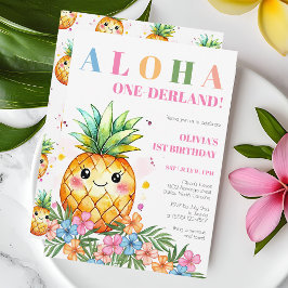 Convites Aloha Onederland Summer Pineapple primeiro anivers