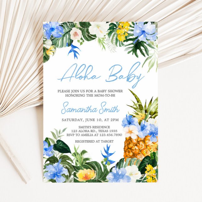Convites Aloha Pineapple Baby Shower (Aloha Baby Shower Invitation)