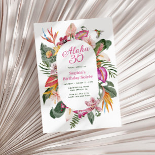 Convites Aloha Tropical Floral Birthday
