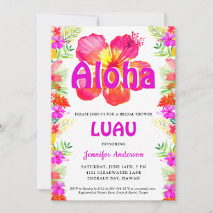 Convites Aloha Tropical Luau Chá de panela