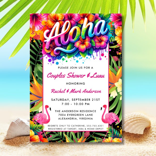 Convites Aloha Tropical Luau Couples Bridal Shower (Criador carregado)