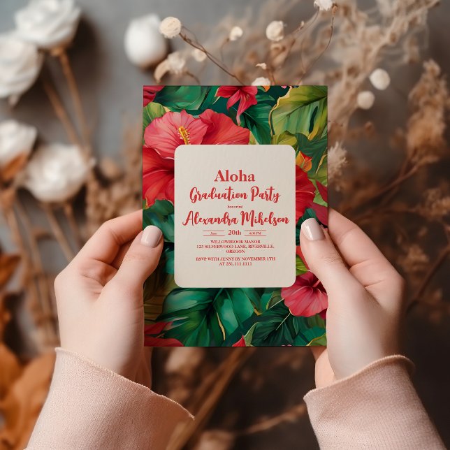 Convites Aloha Tropical Luau Festa de formatura (Criador carregado)