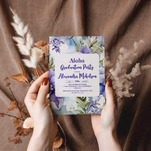 Convites Aloha Tropical Luau Party Graduação Roxo