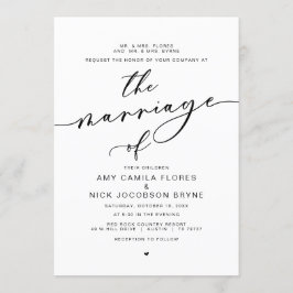 Convites Alojamento de pais, Romance Calligraphy, Casamento