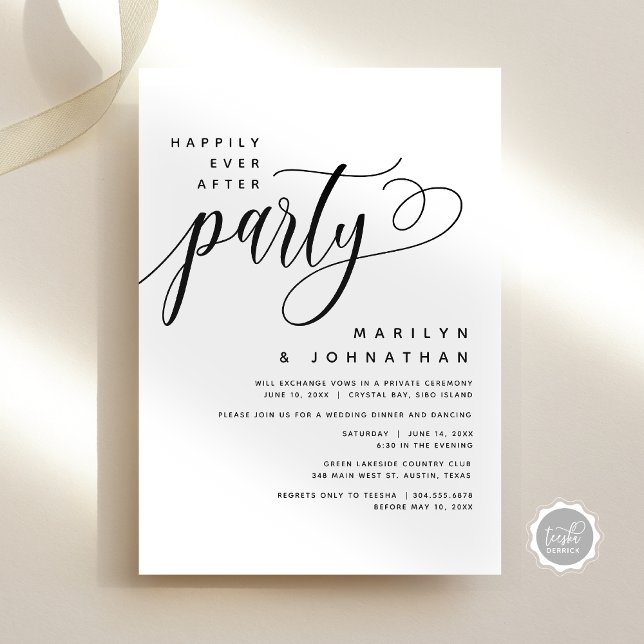 Convites Alopemento de Casamento Moderno Feliz Sempre Depoi (Modern Wedding Elopement Happily Ever After Party Invitation Card, Digital Download or Printed Copy)