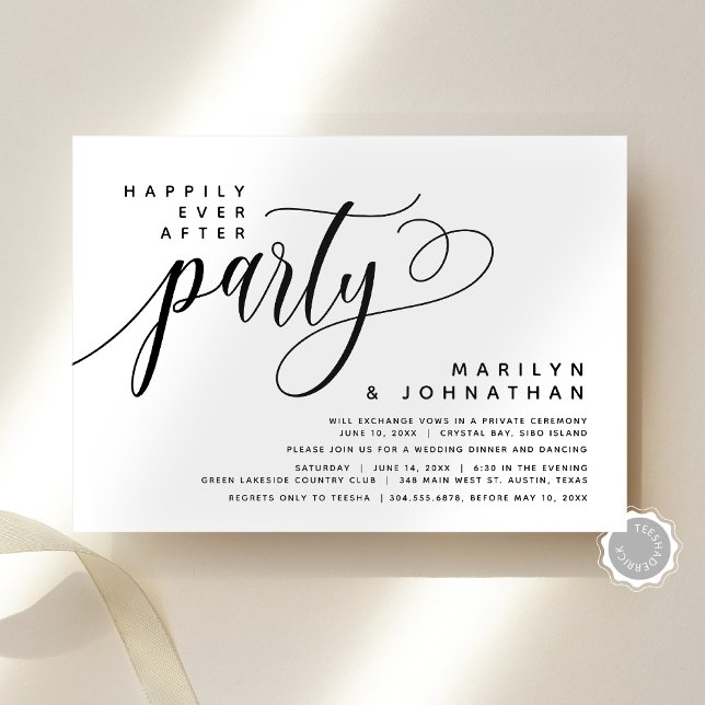 Convites Alopemento de Casamento Moderno Feliz Sempre Depoi (Modern Wedding Elopement Happily Ever After Party Invitation Card, Digital Download or Printed Copy)