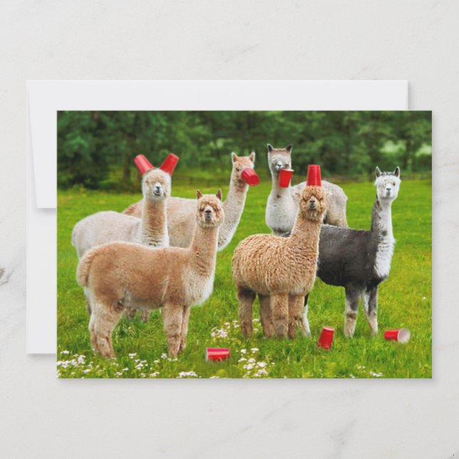 Convites Alpacas com Copas Vermelhas (Frente)