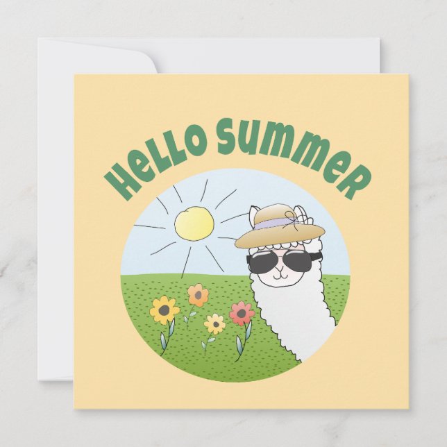Convites Alpaka-Party Hello Summer Alpaca partytime (Frente)