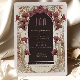 Convites Alphonse Mucha 100º aniversário Art Nouveau Foliag