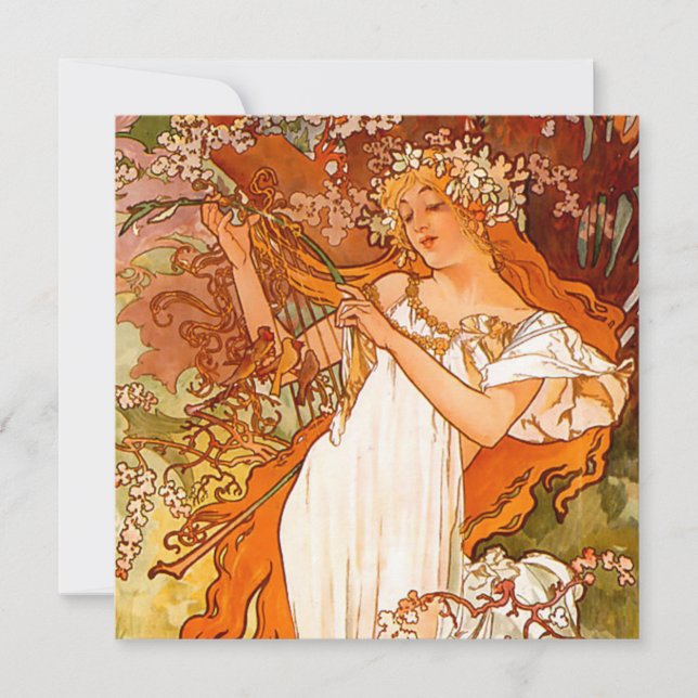Convites Alphonse Mucha Art Nouveau Primavera (Frente)