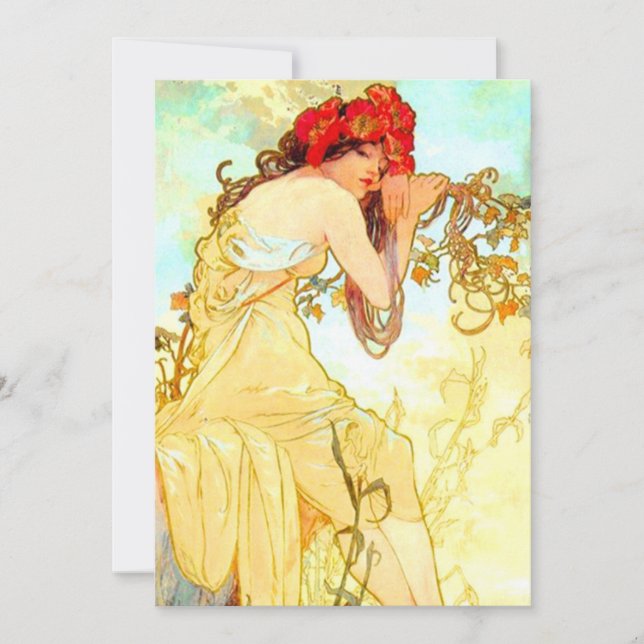Convites Alphonse Mucha Art Nouveau Summer (Frente)
