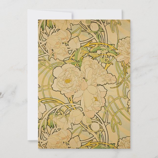 Convites Alphonse Mucha - peônias (Frente)
