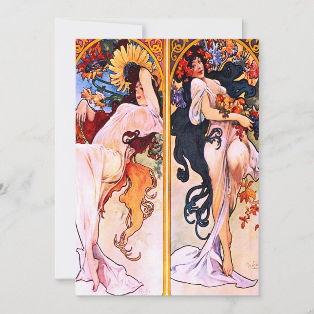 Convites Alphonse Mucha - Quatro Estações (Frente)