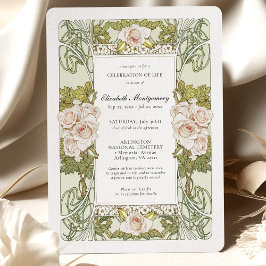 Convites Alphonse Mucha Rosa Celebração da Vida