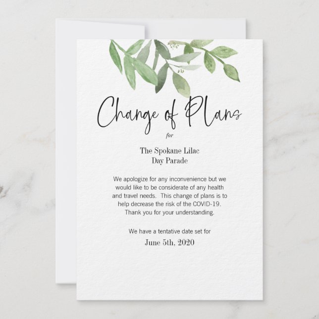 Convites Alteração de Data para Eventos (Frente)