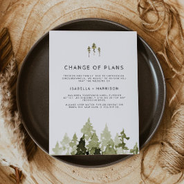 Convites Alteração de planos de casamento rústico em aquare