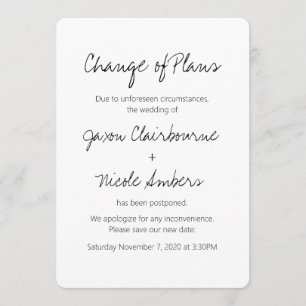 Convites Alteração de Planos Reprogramar Casamento de Fotos