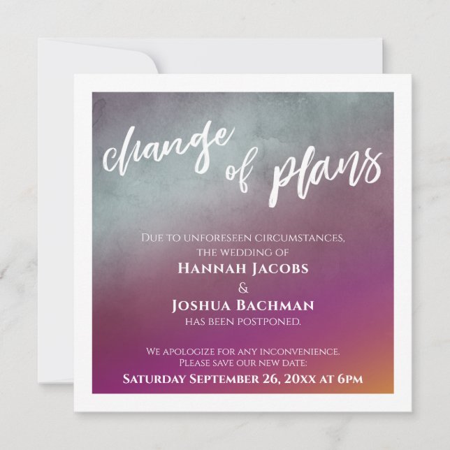 Convites Alteração do Plano de Fruta de Paixão Adiada Cartã (Frente)