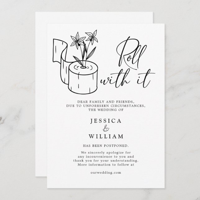 Convites Alteração Moderna de Data Adiada Evento Cancelado (Frente/Verso)