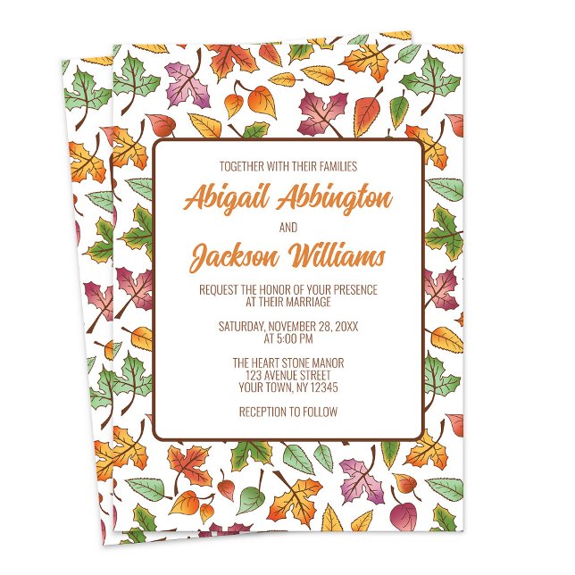 Convites Alterando Casamento outono de Folhas (Changing Leaves Fall Wedding Invitations from Artistically Invited on Zazzle.)